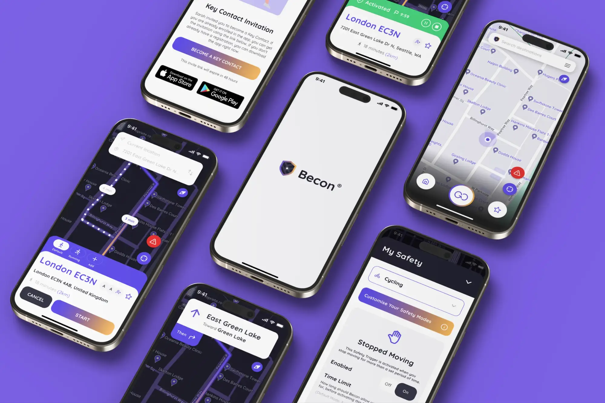 Becon — telas do produto