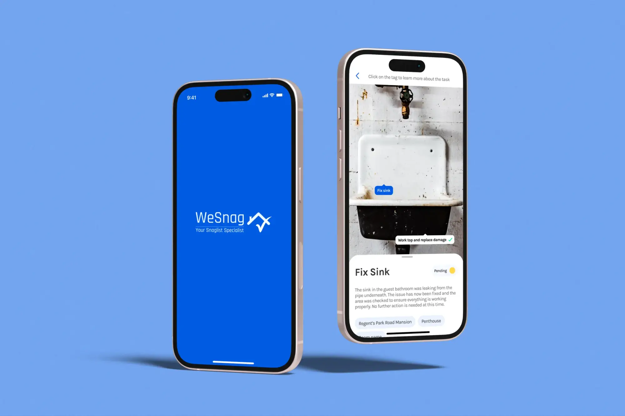 WeSnag — telas do produto